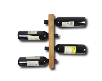 Wall Wine Rack - Modern Wine Storage - Wood Wine Rack Wall Mount / Minimalist Home Decor - 4 bottle