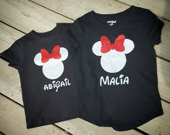 Minnie mouse shirt-glitter Minnie mouse - Minnie girl shirt- Disney girl shirt