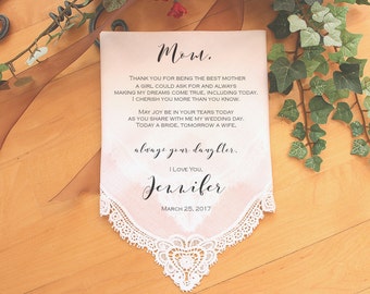 Mother of the Bride Handkerchief-Wedding Hankerchief-PRINTED-CUSTOMIZED-Wedding Hankies-Mother of the Bride Gift-LS11PadCop