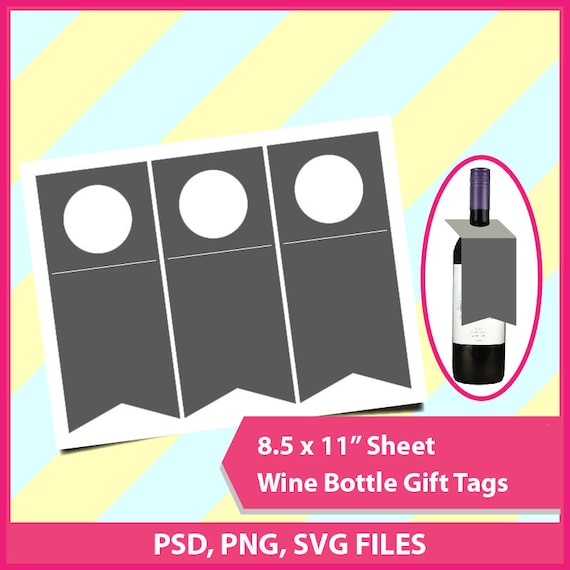 Instant Download Wine bottle gift tags Template PSD PNG and