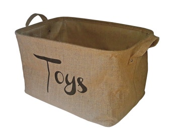 Natural Jute Hessian Burlap Storage Basket for Toys Rustic Nursery Basket New Baby Gift Basket Play Room Organizer