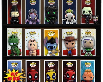 Exclusive Stackable Funko Pop Display Toy Shelf for Vinyl Collectible Figures, Black Corrugated Cardboard (Toys not included)