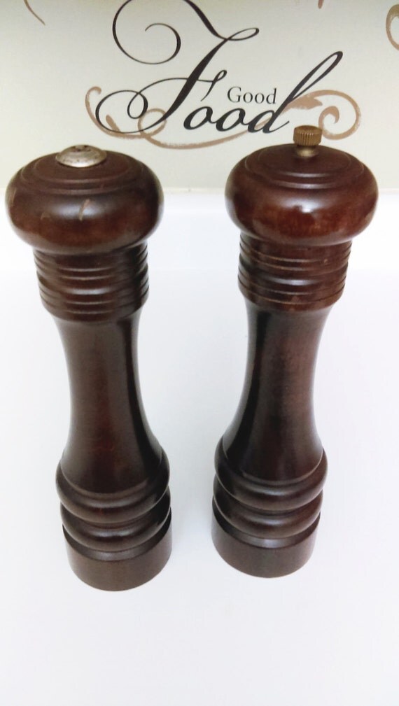 Extra Large Wood Pepper Mill and Salt Shaker Vintage 90's