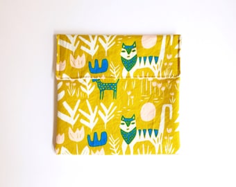 Food-safe fabric snack pouch - Reusable snack bag - No waste snack pouch - Animal print