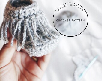 Crochet Moccasin PATTERN // Baby Moccasin Pattern // Crochet Baby Booties PATTERN / 4 sizing options available newborn to 12 months