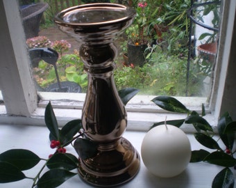 Danish Metallic Copper Colour Ceramic Candle Stand & Danish 100% Stearin Ball Candle