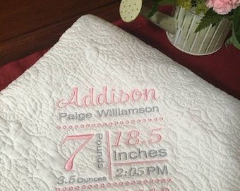 Monogrammed Baby Quilt, Personalized Baby Blanket, Monogrammed Baby Blanket, Heirloom Gift, Blanket, Baby Gift