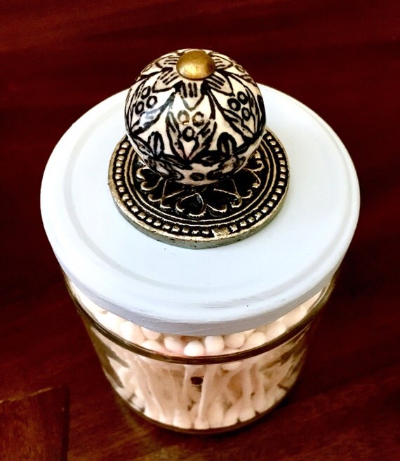 QTip Holder Glass Jar