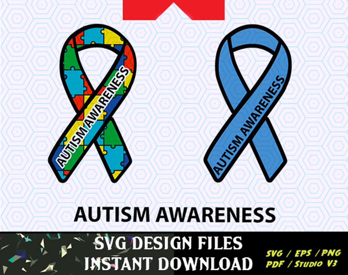 Autism Ribbons SVG Files Vector Clip Art for Commercial and