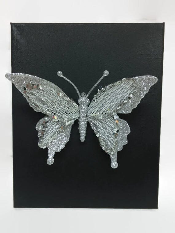 Limited Edition 3D Silver Butterfly Canvas Wall Decor