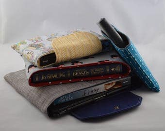 Book Sleeve and Tablet case PDF Sewing Pattern - 4 sizes, Optional flap and Divider pocket
