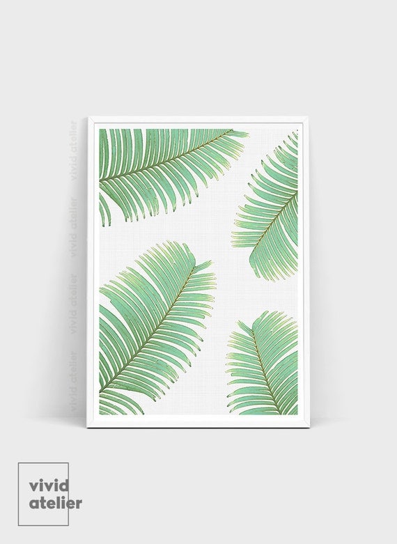 Tropical Leaves Leaf Print Fern Print Printable by VividAtelier