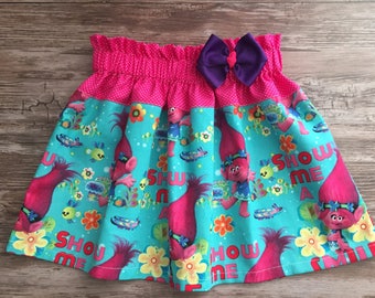 Trolls Girl Skirt, Skirt with Trolls Girl, Poppy Troll Skirt , Poppy Skirt