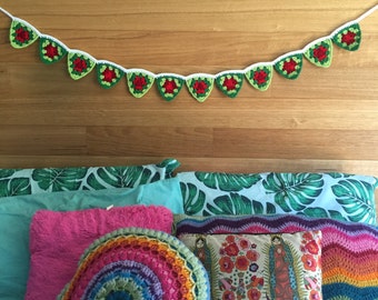 Handmade crochet christmas flag bunting