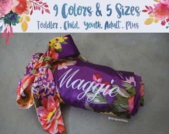 Baby floral robe, flower girl robe, Jr bridesmaid robe, mother daughter robe, girl floral robe, kid floral robe, flower girl gift (R002)