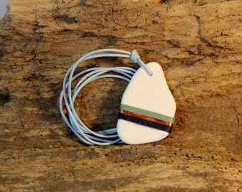 Scottish sea pottery handmade pendant - upcycled gift for her - upcycled necklace - ecofashion - blue & copper beach pottery - elegant