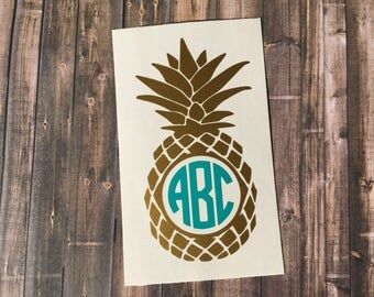 Pineapple Monogram Decal - Monogram Decal - Monogram Sticker - Yeti Decal - Yeti Decal for Women - Laptop Decal - Water Bottle Decal - Mono