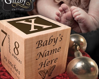 Custom Engraved Baby Block / Newborn Gift / Baby Gift / Wooden Block / Woodland Nursery / Personalized Baby Gift / Custom Baby Block