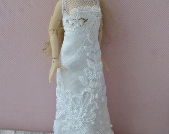 Handmade miniature Wedding dress wearable for Zjakazumi dolls,Heidi Ott 1:12 scale doll