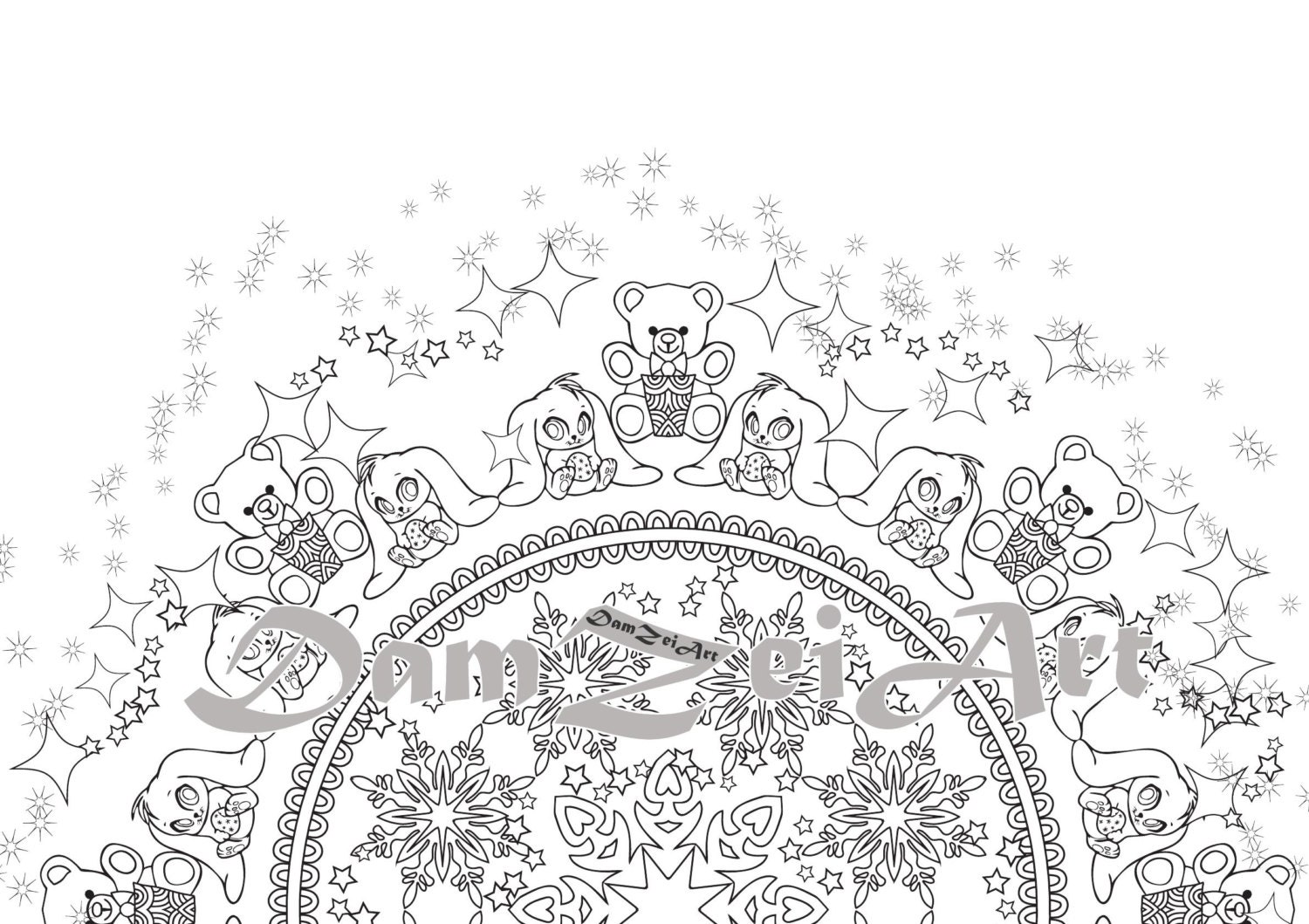 10 Mandala NEW YEAR Digital Coloring Page Happy Holidays