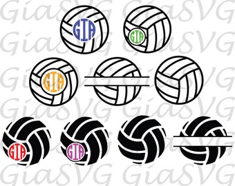 Volleyball Monogram svg, split volleyball svg, volleyball clipart, ready to cut in Cricut, Silhouette etc, also in png, eps & DXF format