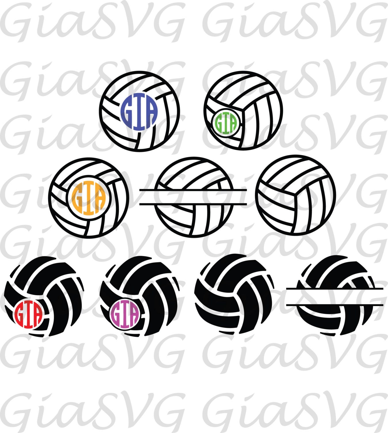 Download Volleyball Monogram svg split volleyball svg volleyball