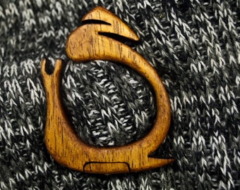 Wooden snail shawl pin