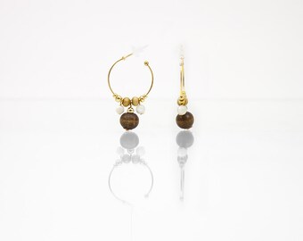 Hypoallergenic Silicone Stone and Wood Earrings