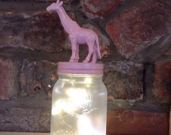Giraffe Mason Jar night light, baby room