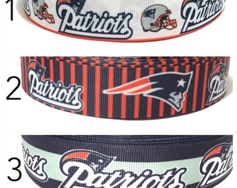 1" Patriots Ribbon, New England Patriots Grosgrain ribbon by the yard, New England Ribbon