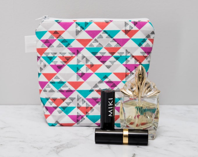 Geometric Makeup Bag - make up bag - toiletry bag - cosmetic bag - cosmetic pouch - zipper pouch