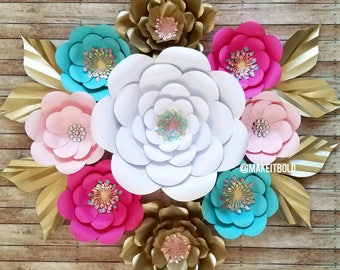 Paper Flower Backdrop - Paper Flower Set - Paper Flowers - Unicorn Party - Nursery Set Backdrop - Paper Flower Decor - Large Paper Flowers