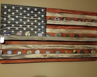 American flag challenge coin display