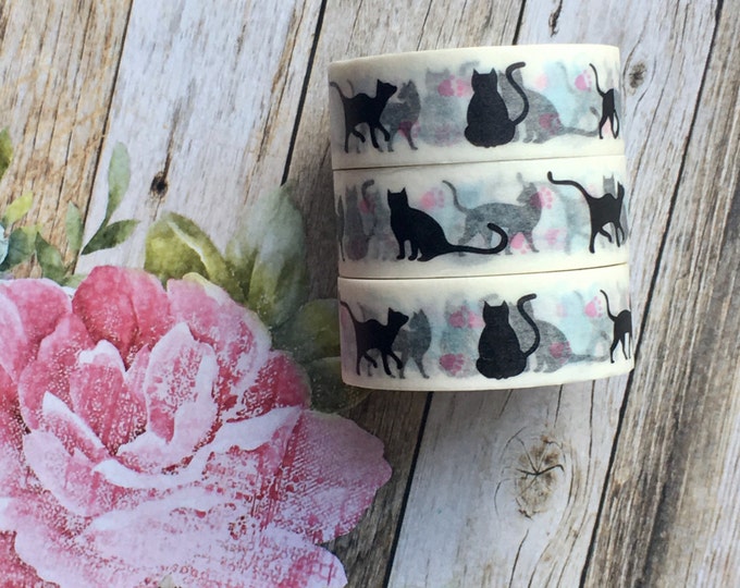 Washi Tape - Black Cat, Cat, Cat Washi Tape, Cat Stationery, Cat Lover Gift, Washi, Decorative Tape