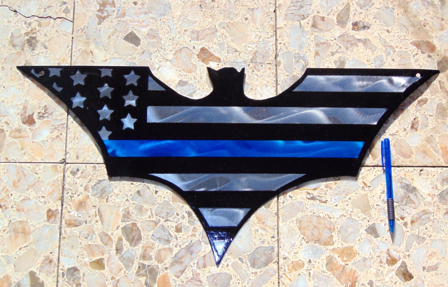 Thin blue line batman 24 metal art Batman thin blue