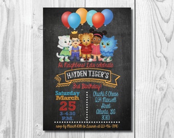 Daniel Tiger Birthday Party Invitation >> Daniel Tiger Invite << Daniel Tiger Chalkboard << Any Age >> Custom Printable Digital File