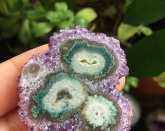 Unique amethyst stalactite slice, amethyst flower slice