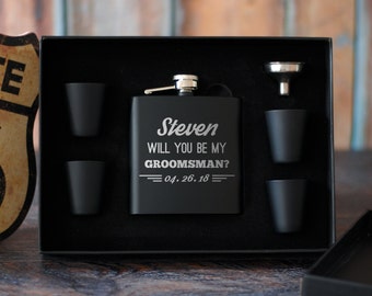 Groomsmen Proposal Gift Set, Groomsman Proposal Flask Set, Groomsmen Gift Box, Best Man Gift, Will You Be My Groomsman, Wedding Party Favors