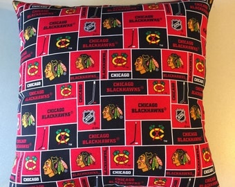 NHL CHICAGO BLACKHAWKS Patchwork Hockey Throw pillow, sports fan, decorative pillow, gift, pillow cover, man cave, official fabric