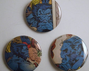 Beast X-Men 1.5" Recycled Comic Button Set of 3
