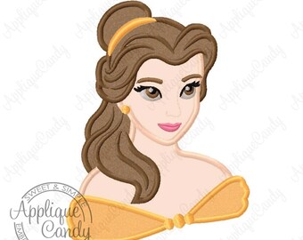 Beauty Princess Applique Machine Embroidery Design Digital File 4x4 5x7 6x10 7x12 beast cute belle bell easy sweet girly INSTANT DOWNLOAD