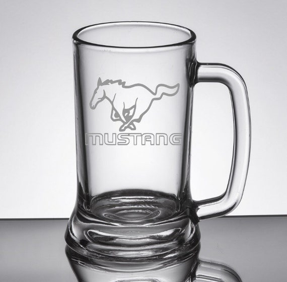 Ford Mustang 26oz etched glass beer mug