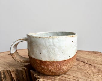 hand built ceramic cup / organic / partly glazed / food save / stoneware / without saucer