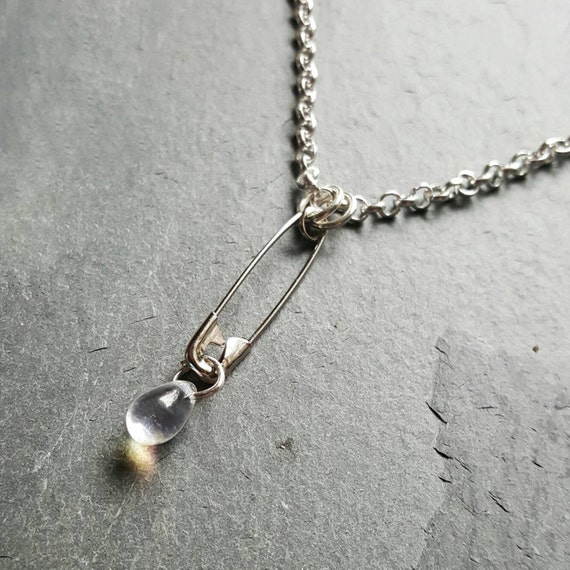 Safety Pin Necklace Teardrop Necklace Safety Pin Jewelry