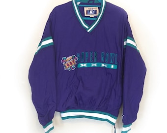 Super Bowl XXXI Windbreaker Pullover by Starter - Purple, Green & White (1996)