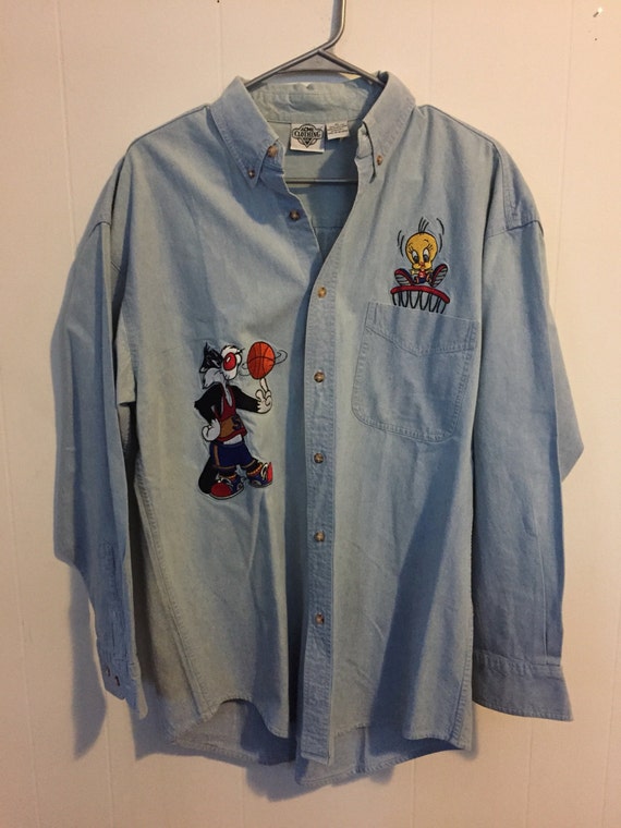 looney tunes button down shirt