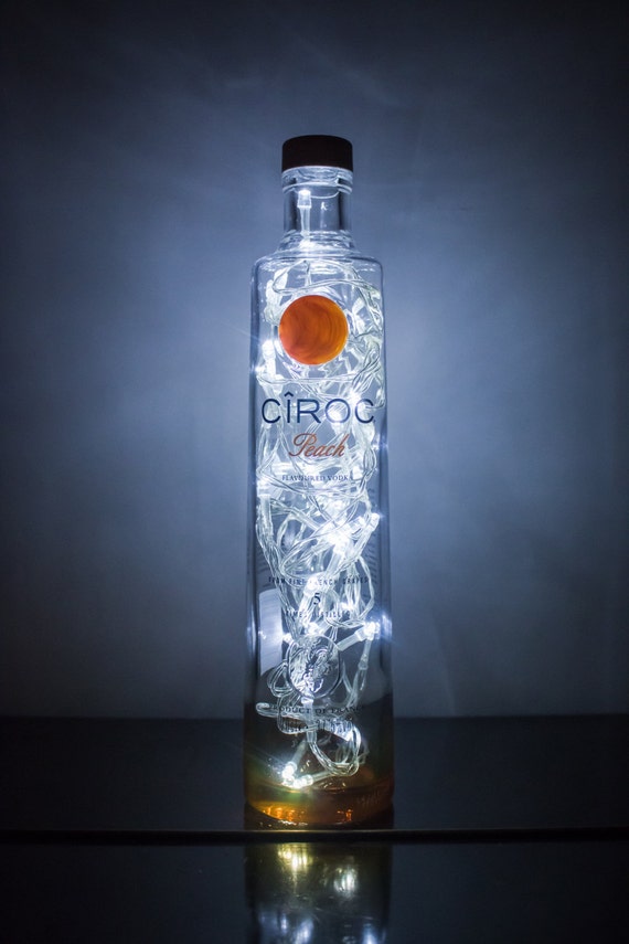 Items similar to SALE Ciroc Peach Vodka LED Glass Bottle Alcohol Lamp