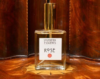 Rose Perfume - made with organic essential oils extracted from fresh flowers, a true Rose fragrance that all will enjoy.