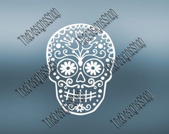 Sugar Skull SVG Cut File | Sugar Skull Vinyl Heat Transfer T-shirt Design File | Svg Dxf PDF Sure Cuts A Lot Silhouette Cricut | 188