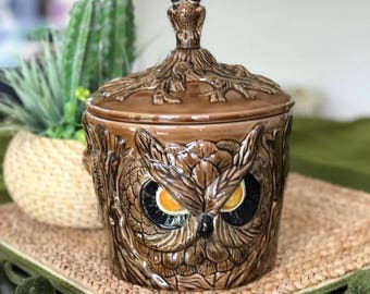 CERAMIC OWL Planter / Mid Century Planter / Owl Container / Vintage Ceramic Owl Ceramic Container